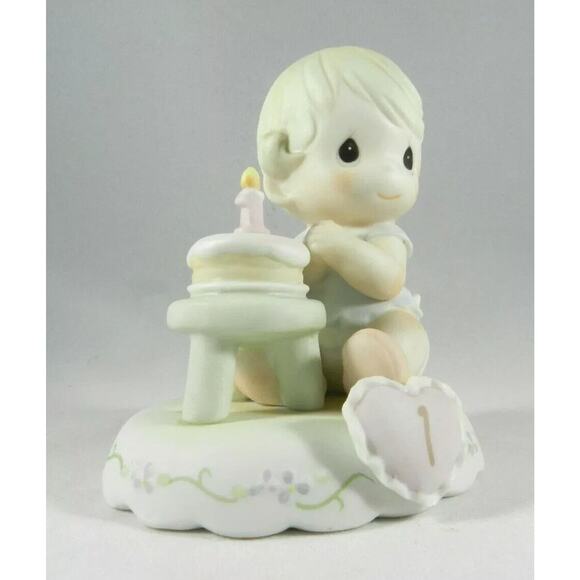 Precious Moments Growing in Grace Age 1 Blonde Girl with Cake 1994 136190 Enesco - Picture 5 of 7